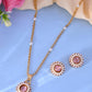 VOJ Gold-Polished Pink Stone Studded Chain Set - Swadesiicart