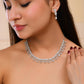 VOJ Silver Plated Ad Stone Studded Geometrical Shaped Necklace And Earrings Set - Swadesiicart