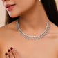 VOJ Silver Plated Ad Stone Studded Geometrical Shaped Necklace And Earrings Set - Swadesiicart