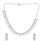 VOJ Silver Plated Ad Stone Studded Geometrical Shaped Necklace And Earrings Set - Swadesiicart
