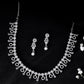 VOJ Silver Plated Ad Stone Studded Geometrical Shaped Necklace And Earrings Set - Swadesiicart