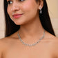 VOJ Silver Plated Ad Stone Studded Round Shaped Necklace And Earrings Set - Swadesiicart