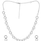 VOJ Silver Plated Ad Stone Studded Round Shaped Necklace And Earrings Set - Swadesiicart