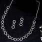 VOJ Silver Plated Ad Stone Studded Round Shaped Necklace And Earrings Set - Swadesiicart