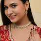 VOJ Gold-Polished Multi Layered Pearl Choker With Earrings Set | Swadesiicart