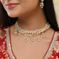 VOJ Gold-Polished Multi Layered Pearl Choker With Earrings Set | Swadesiicart