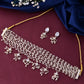 VOJ Gold-Polished Multi Layered Pearl Choker With Earrings Set | Swadesiicart