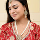 VOJ Gold-Polished Kundan Stone Studded Long Jewellery Set - Swadesiicart