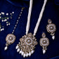 VOJ Gold-Polished Kundan Stone Studded Long Jewellery Set - Swadesiicart