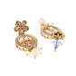 VOJ Gold-Polished Kundan Stone Studded White Necklace With Maang Tikka And Earrings Set - Swadesiicart