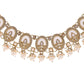 VOJ Gold-Polished Kundan Stone Studded White Necklace With Maang Tikka And Earrings Set - Swadesiicart
