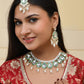 VOJ Gold-Polished White Kundan Stone Studded Choker With Earrings And Maang Tikka Set | Swadesiicart