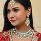 VOJ Gold-Polished White Kundan Stone Studded Choker With Earrings And Maang Tikka Set | Swadesiicart