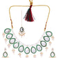 VOJ Gold-Polished White Kundan Stone Studded Choker With Earrings And Maang Tikka Set | Swadesiicart
