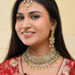 VOJ Gold And Sea Green Stone Studded Classic Choker Set | Swadesiicart