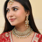 VOJ Gold And Sea Green Stone Studded Classic Choker Set | Swadesiicart