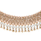 VOJ Gold And Sea Green Stone Studded Classic Choker Set | Swadesiicart