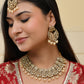 VOJ Gold-Polished Stone Studded Designer Choker With Earrings And Maang Tikka Set | Swadesiicart