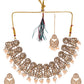 VOJ Gold-Polished Stone Studded Designer Choker With Earrings And Maang Tikka Set | Swadesiicart
