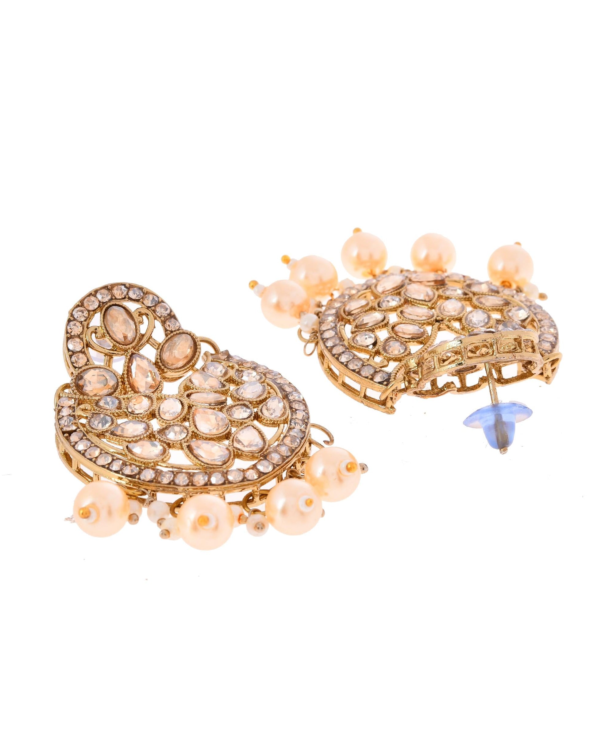 VOJ Gold-Polished Stone Studded Designer Choker With Earrings And Maang Tikka Set | Swadesiicart