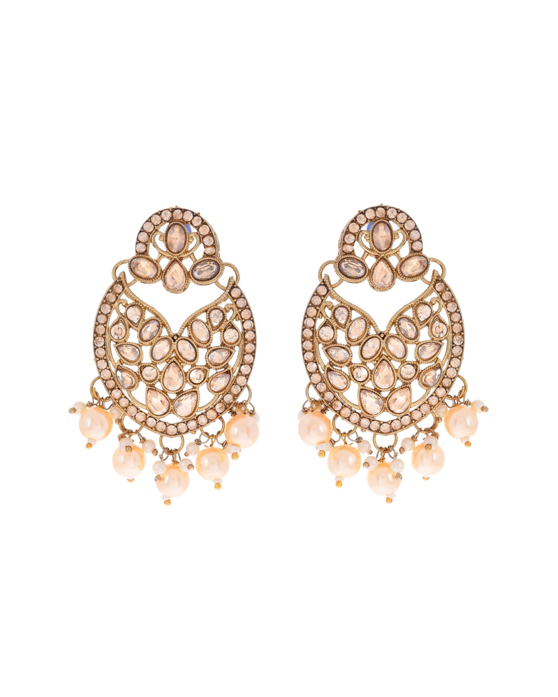 VOJ Gold-Polished Stone Studded Designer Choker With Earrings And Maang Tikka Set | Swadesiicart