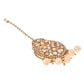 VOJ Gold-Polished Stone Studded Designer Choker With Earrings And Maang Tikka Set | Swadesiicart