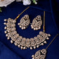 VOJ Gold-Polished Stone Studded Designer Choker With Earrings And Maang Tikka Set | Swadesiicart