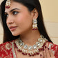 VOJ Kundan Stone And Maroon Beaded Studded Gold-Polished Jewellery Set - Swadesiicart