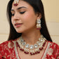VOJ Kundan Stone And Maroon Beaded Studded Gold-Polished Jewellery Set - Swadesiicart