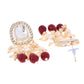 VOJ Kundan Stone And Maroon Beaded Studded Gold-Polished Jewellery Set - Swadesiicart