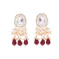 VOJ Kundan Stone And Maroon Beaded Studded Gold-Polished Jewellery Set - Swadesiicart