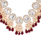 VOJ Kundan Stone And Maroon Beaded Studded Gold-Polished Jewellery Set - Swadesiicart