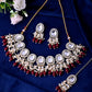 VOJ Kundan Stone And Maroon Beaded Studded Gold-Polished Jewellery Set - Swadesiicart