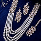 VOJ Pearl And Kundan Studded Long Necklace With Earrings And Maang Tikka Set - Swadesiicart