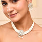 VOJ Kundan with Pearl Studded Choker Necklace With Earrings Set - Swadesiicart