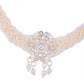VOJ Kundan with Pearl Studded Choker Necklace With Earrings Set - Swadesiicart