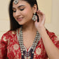 VOJ Purple Beaded With Stone Studded Long Jewellery Set - Swadesiicart