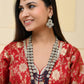 VOJ Purple Beaded With Stone Studded Long Jewellery Set - Swadesiicart