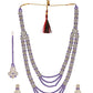 VOJ Purple Beaded With Stone Studded Long Jewellery Set - Swadesiicart