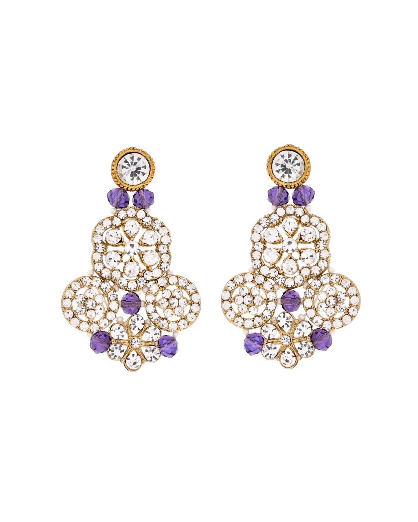 VOJ Purple Beaded With Stone Studded Long Jewellery Set - Swadesiicart