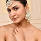 VOJ Gold-Polished Kundan Studded Earrings with Maang Tikka - Swadesiicart