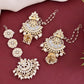 VOJ Gold-Polished Kundan Studded Earrings with Maang Tikka - Swadesiicart