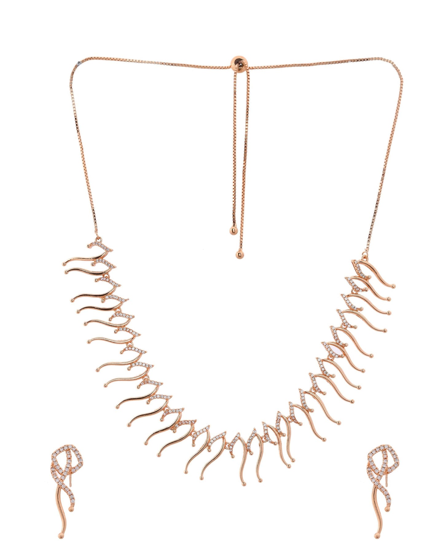 VOJ Ad Stone Studded Designer Gold-Polished Jewellery Set - Swadesiicart