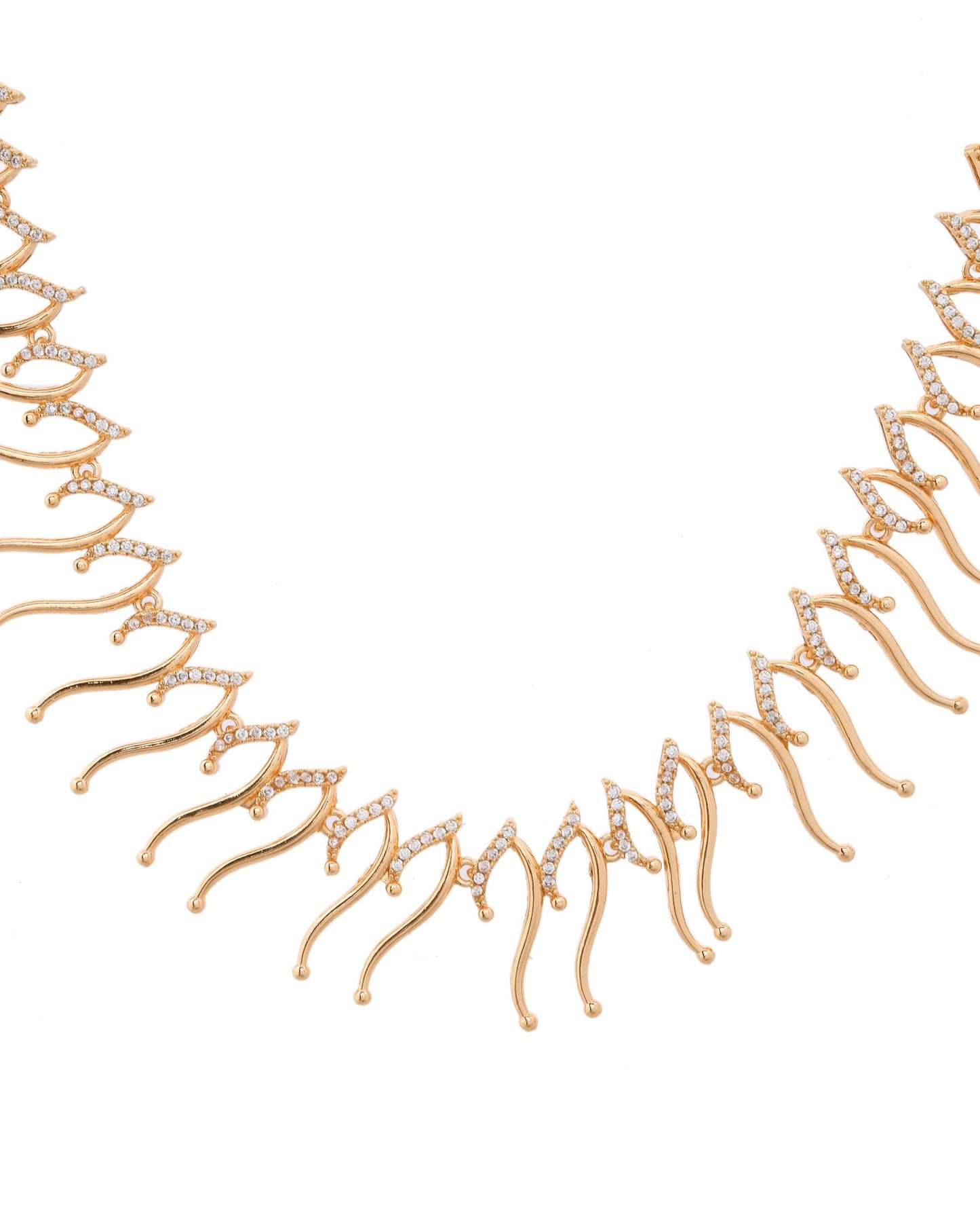 VOJ Ad Stone Studded Designer Gold-Polished Jewellery Set - Swadesiicart