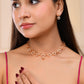 VOJ Ad Stone Studded Heart Shaped Designer Gold-Polished Jewellery Set - Swadesiicart
