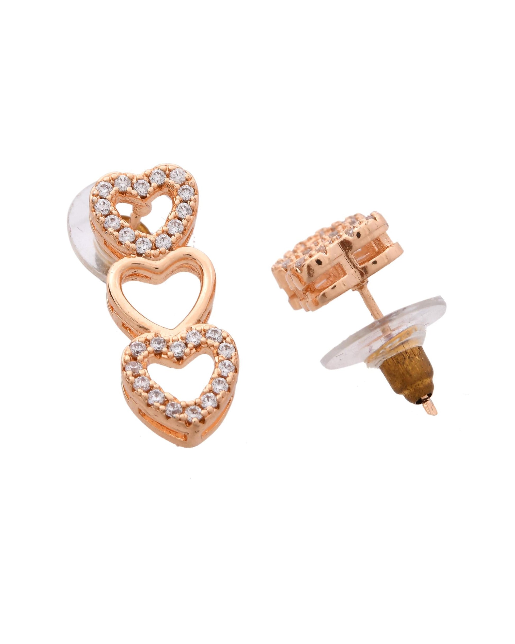 VOJ Ad Stone Studded Heart Shaped Designer Gold-Polished Jewellery Set - Swadesiicart