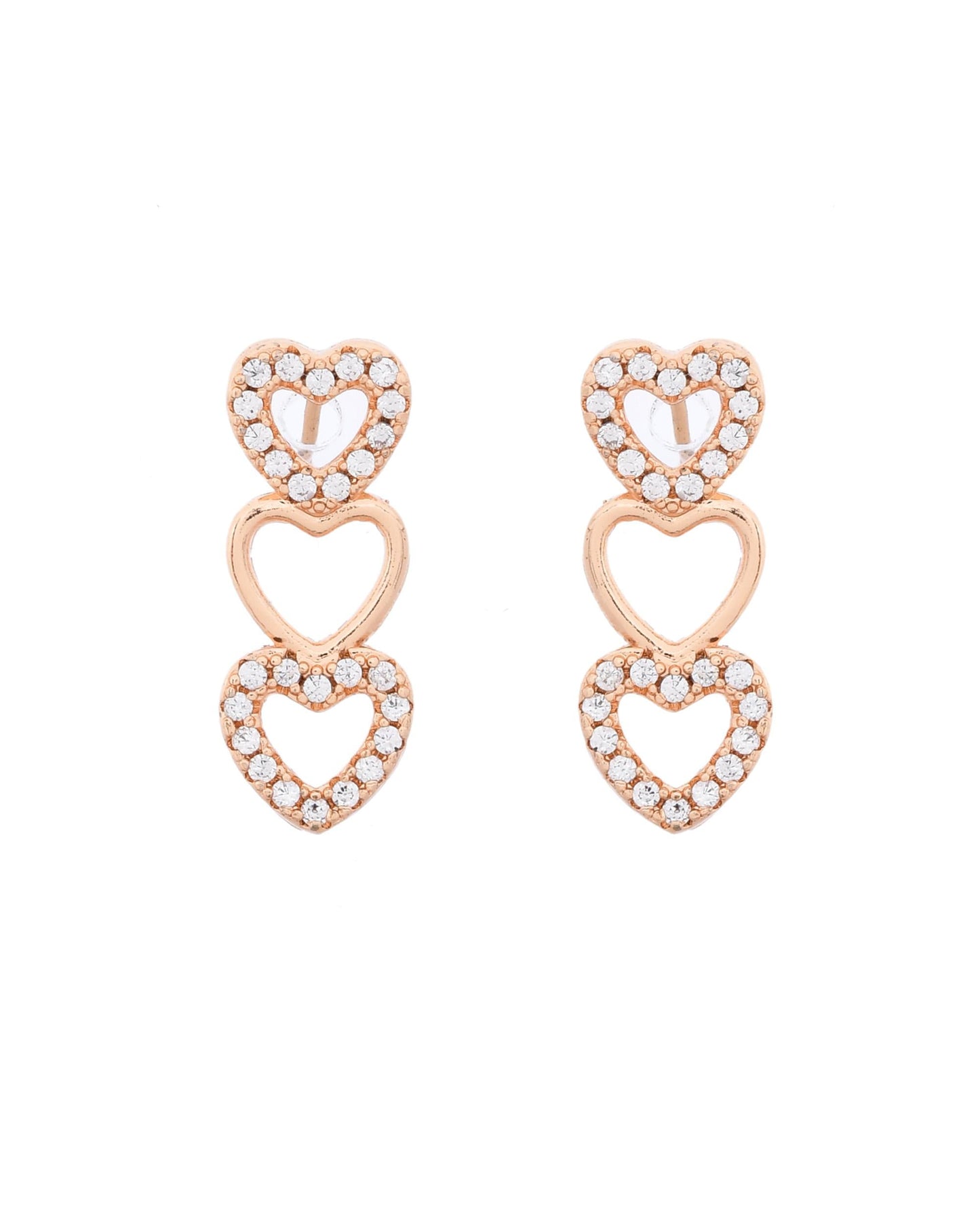 VOJ Ad Stone Studded Heart Shaped Designer Gold-Polished Jewellery Set - Swadesiicart