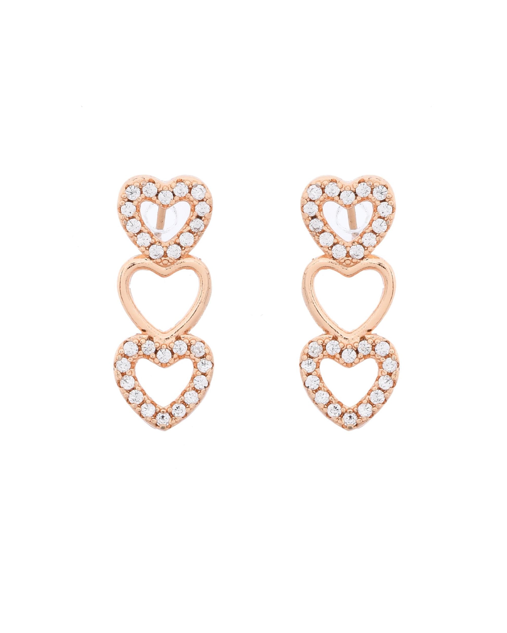 VOJ Ad Stone Studded Heart Shaped Designer Gold-Polished Jewellery Set - Swadesiicart
