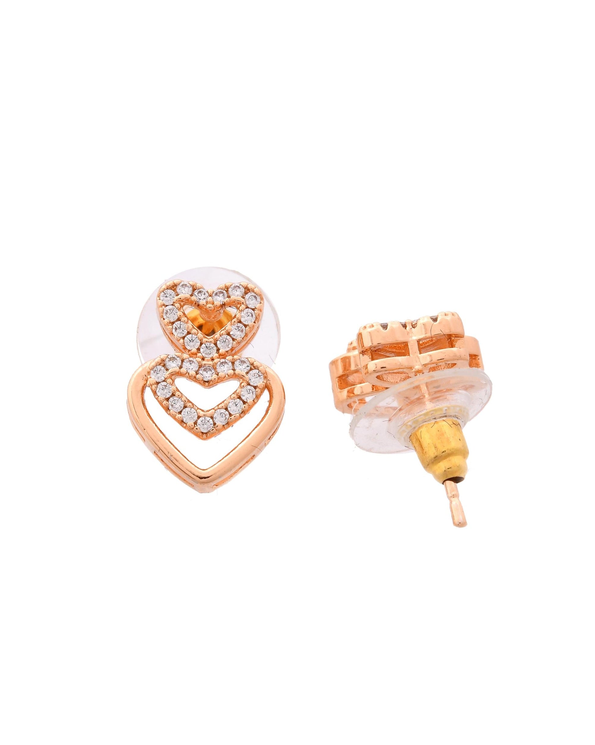 VOJ Gold-Polished Ad Stone Studded Heart Shaped Jewellery Set - Swadesiicart