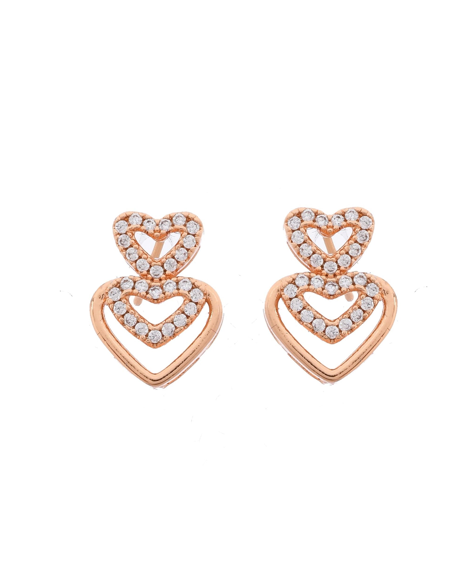 VOJ Gold-Polished Ad Stone Studded Heart Shaped Jewellery Set - Swadesiicart